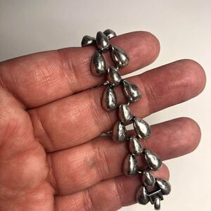 366 Lucky Brand boho silvertone hammered teardrop link bracelet 6"-8"